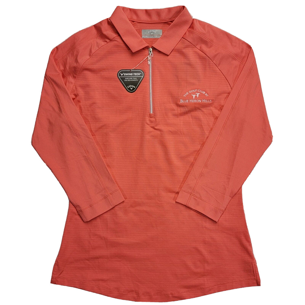 Callaway Golf Stretch Opti Dri Performance 3/4 Sleeve Size M Polo Womens New